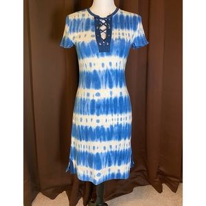 Chaps Tie Dyed Cotton T-shirt Dress - Small